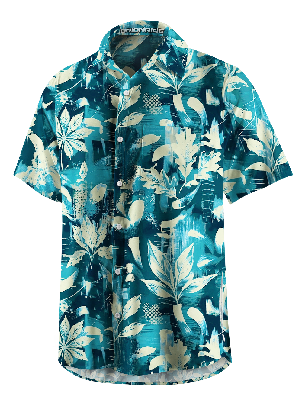 Orionride Leaf Graffiti Zipper Pockets Ultra Lightweight Short Sleeves Gravel Shirt