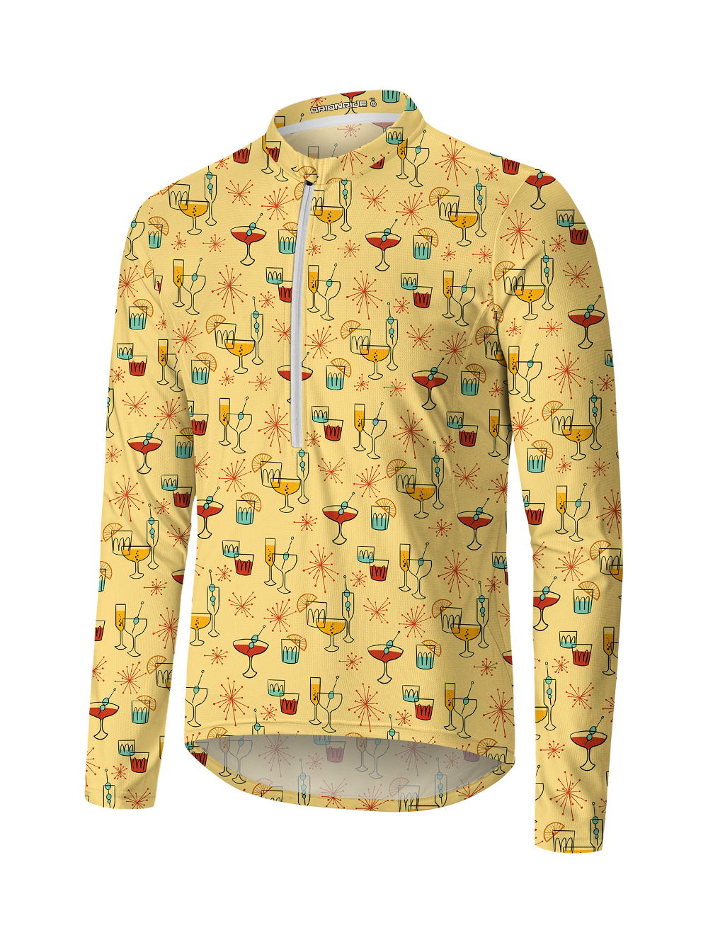 Orionride Wine Glass Fireworks Long Sleeve Half Zipper Mountain Bike Jersey