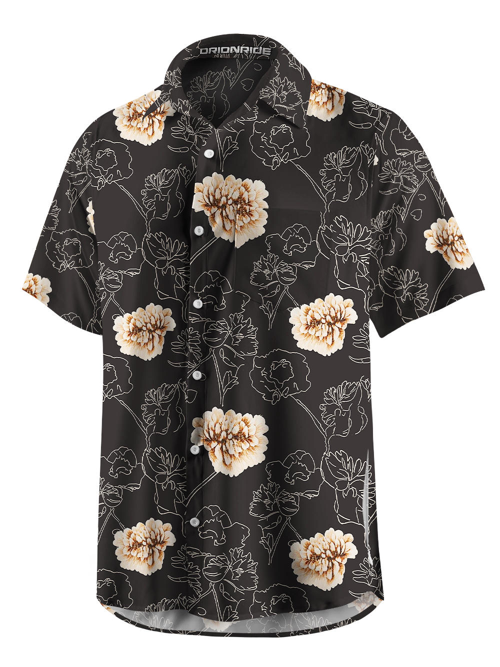 Orionride Pure Flowers Zipper Pockets Ultra Lightweight Short Sleeves Gravel Shirt