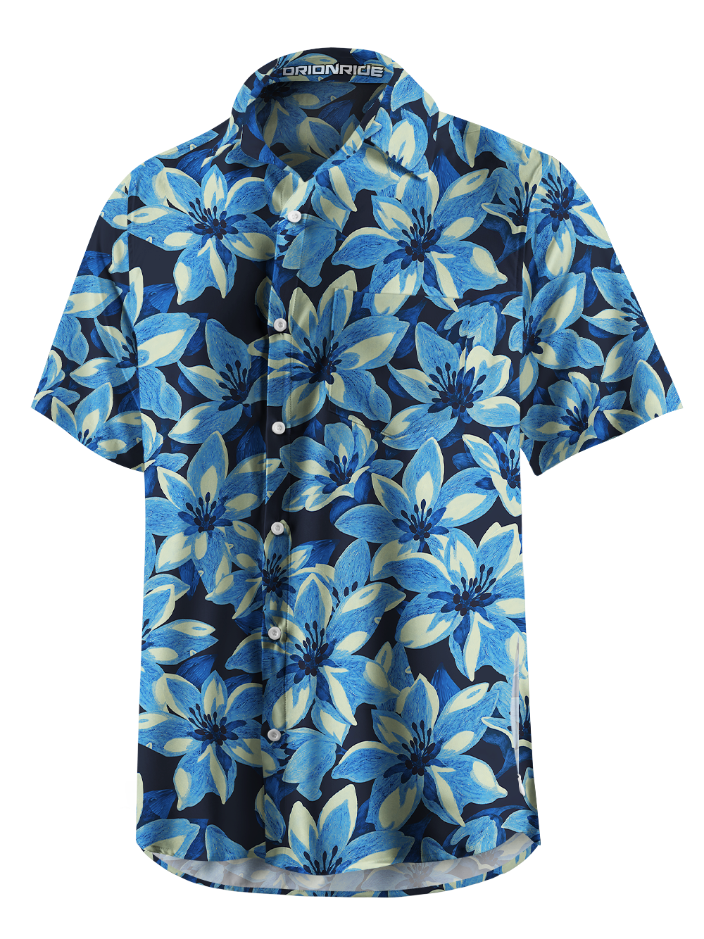 Orionride Full Bloom Lilies Zipper Pockets Ultra Lightweight Short Sleeves Gravel Shirt
