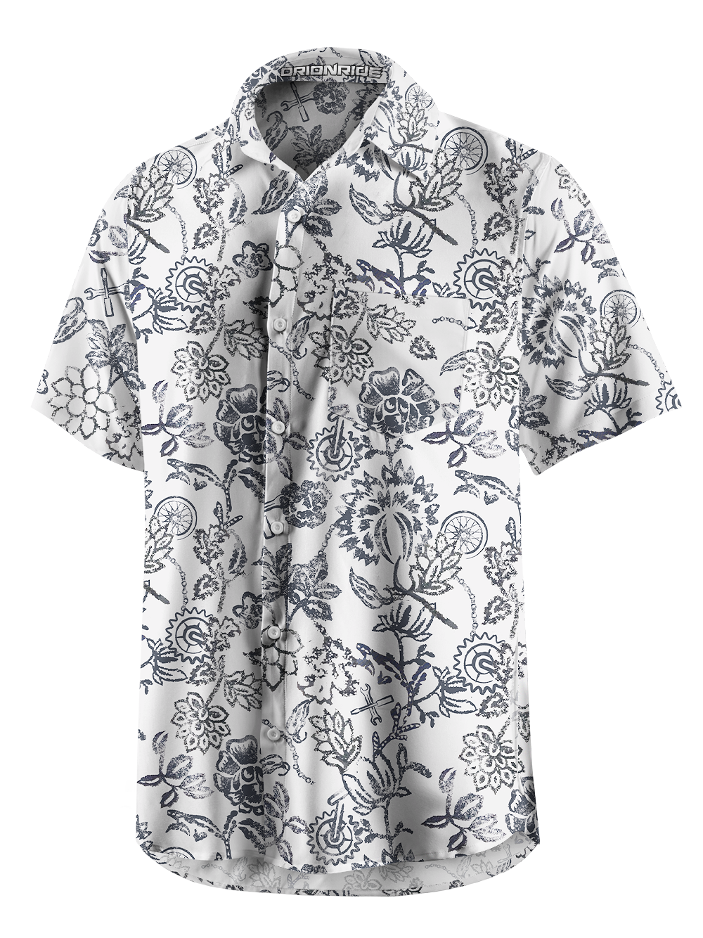 Orionride Line Drawing Flowers Zipper Pockets Ultra Lightweight Short Sleeves Gravel Shirt