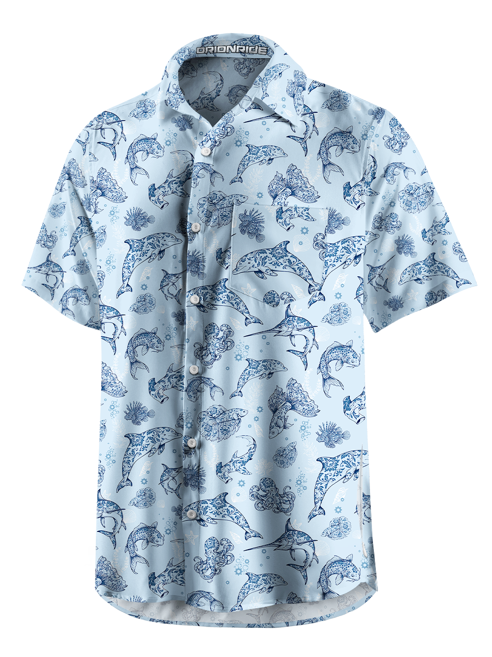 Orionride Dolphins In The Ocean Zipper Pockets Ultra Lightweight Short Sleeves Gravel Shirt