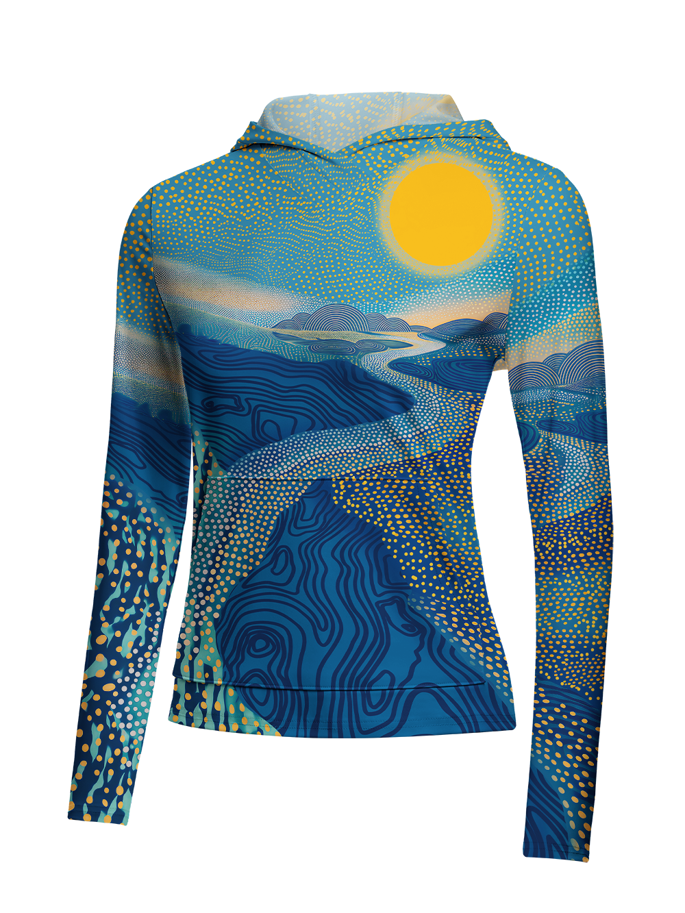 Orionride Dot Mountain River Women's Long Sleeve Cycling Hoodie Shirt
