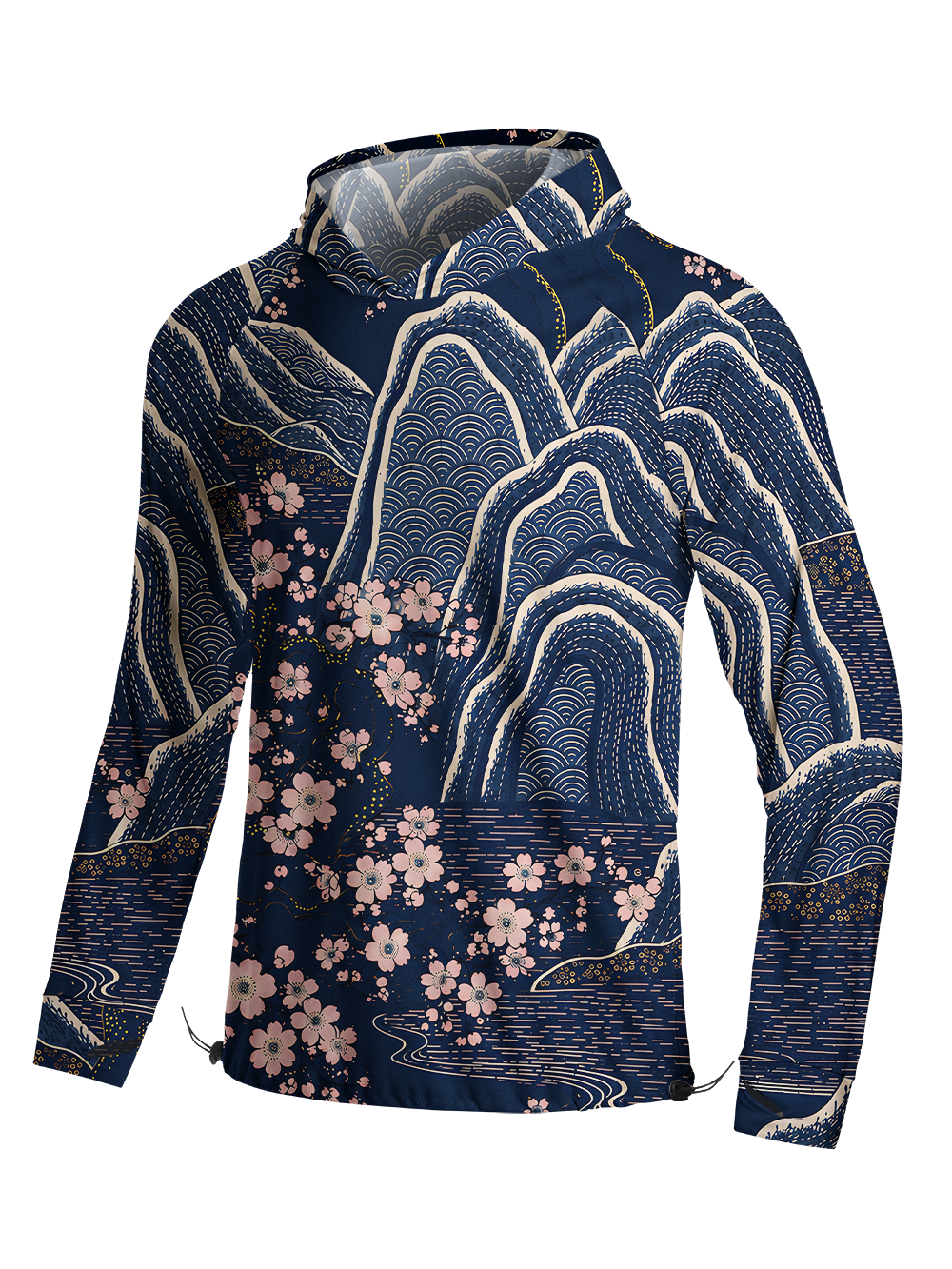 Orionride Sakura Night Landscape Long Sleeve Cycling Hoodie Shirt