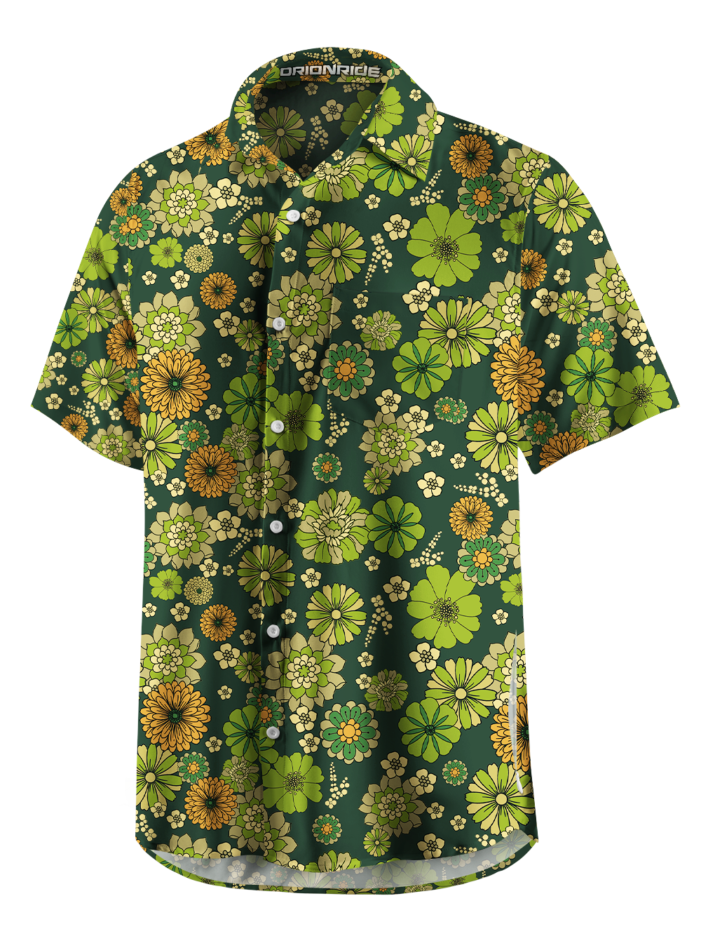 Orionride Concentric Circle Flowers Zipper Pockets Ultra Lightweight Short Sleeves Gravel Shirt