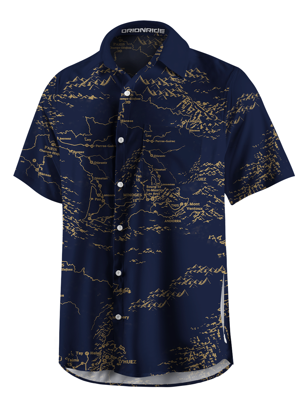 Orionride Race Route Map Zipper Pockets Ultra Lightweight Short Sleeves Gravel Shirt