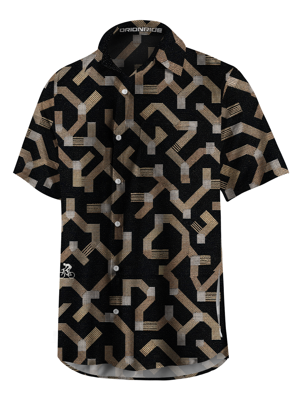 Orionride Gold Maze Ride Zipper Pockets Ultra Lightweight Short Sleeves Gravel Shirt