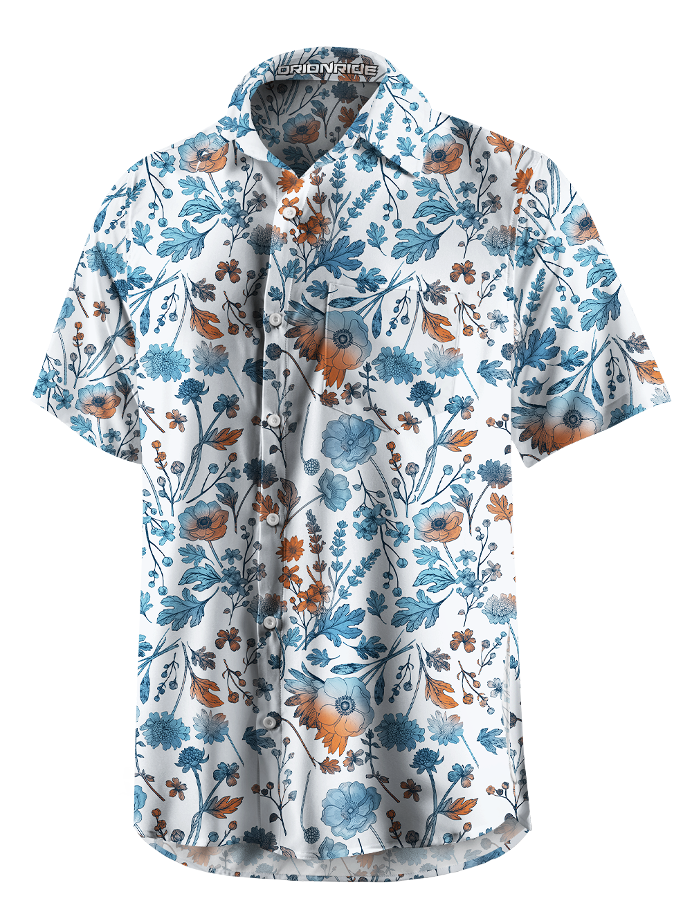 Orionride Floral Whisper Zipper Pockets Ultra Lightweight Short Sleeves Gravel Shirt
