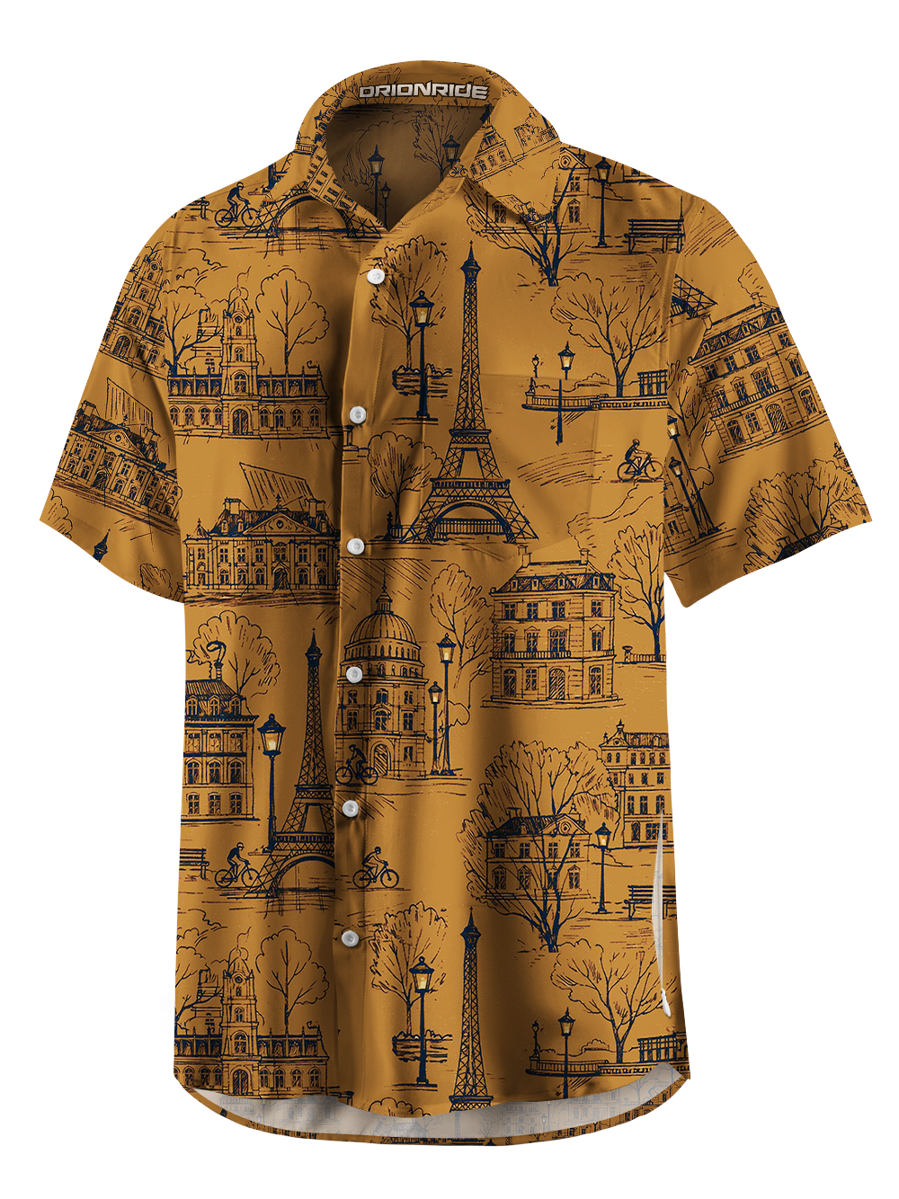 Orionride Traveling Through Paris Zipper Pockets Ultra Lightweight Short Sleeves Gravel Shirt