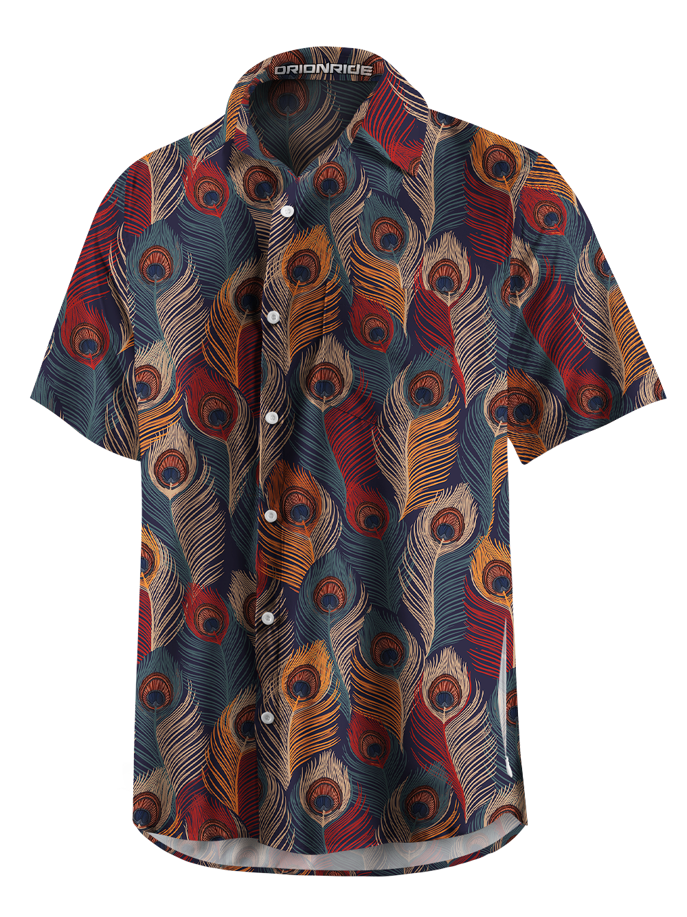Orionride Colorful Feathers Zipper Pockets Ultra Lightweight Short Sleeves Gravel Shirt