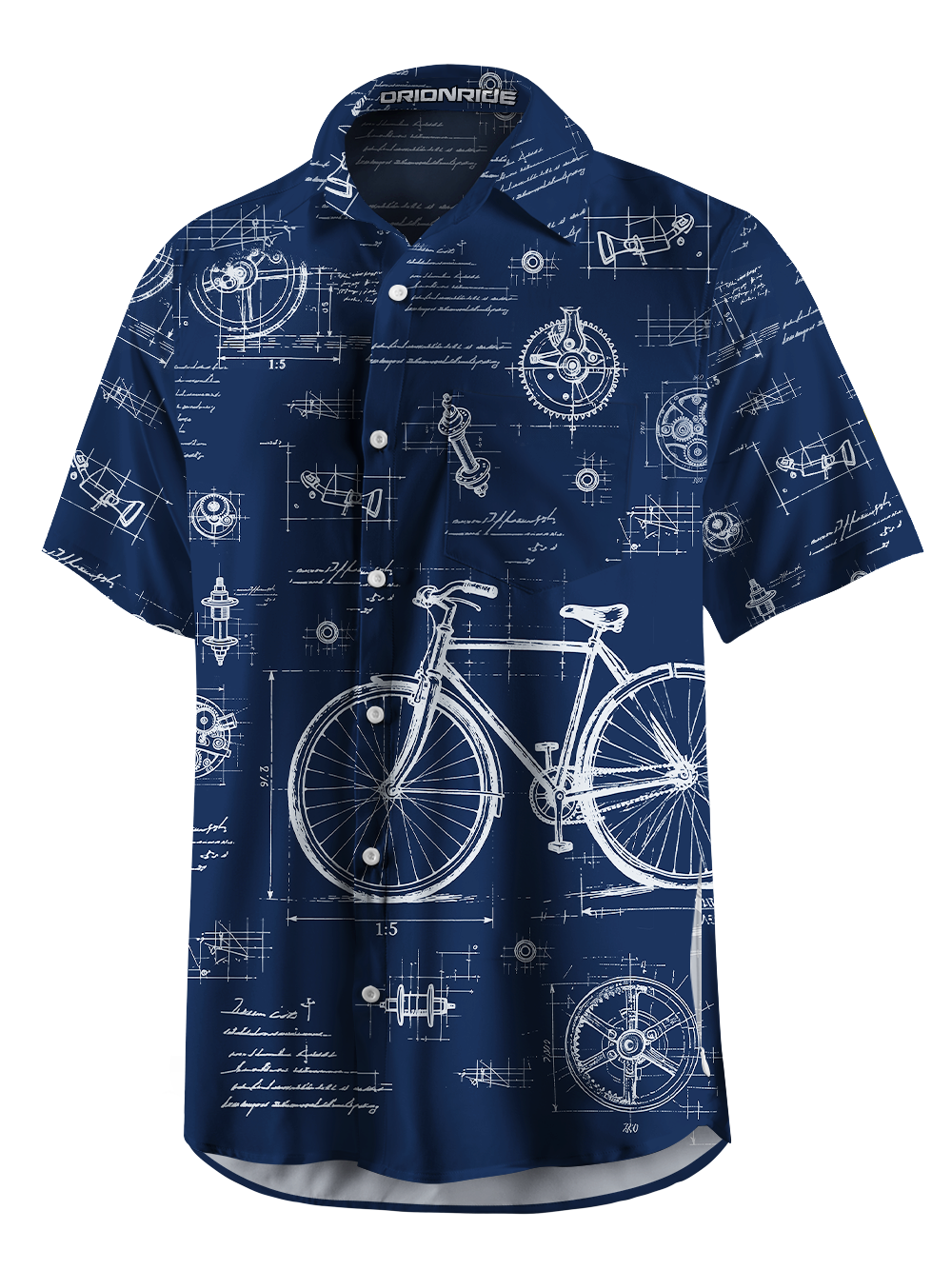 Orionride Bicycle Sketch Zipper Pockets Ultra Lightweight Short Sleeves Gravel Shirt