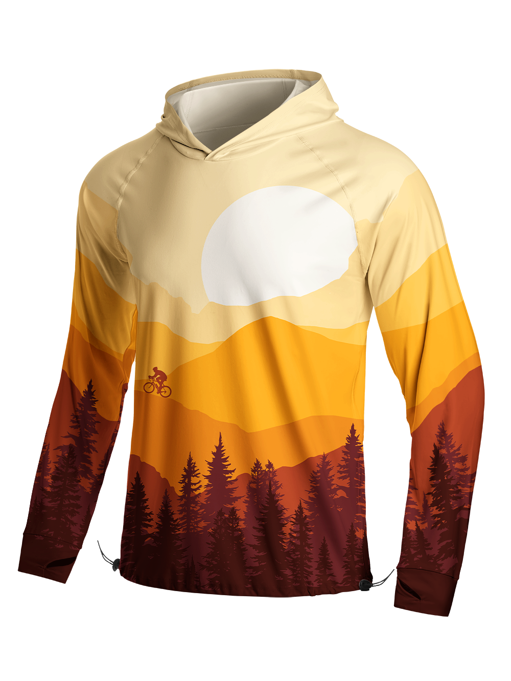 Orionride Warm Pine Shadow Long Sleeve Cycling Hoodie Shirt