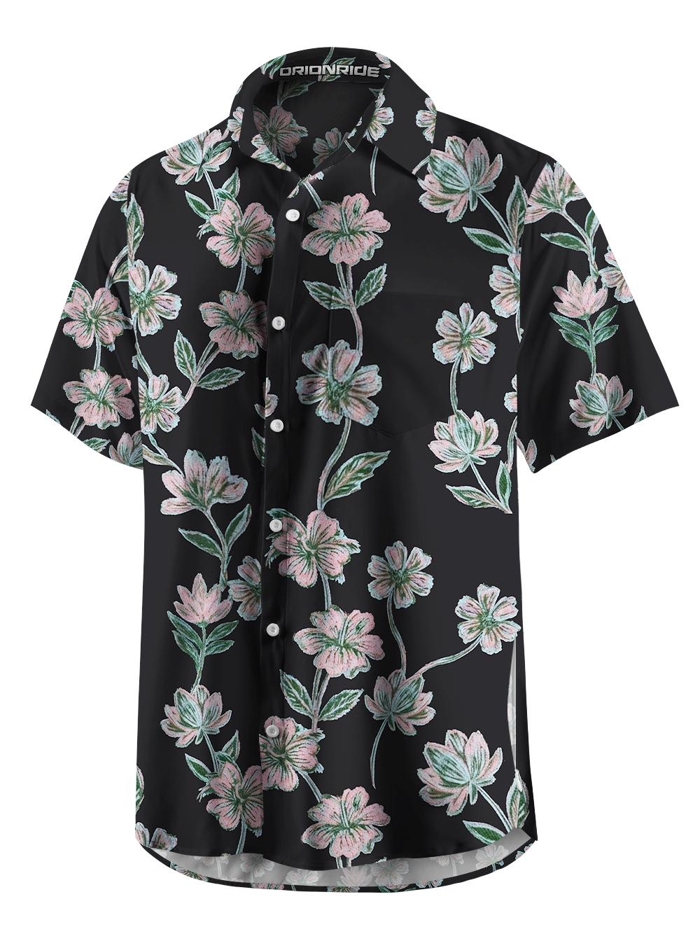 Orionride Crayon Flowers Zipper Pockets Ultra Lightweight Short Sleeves Gravel Shirt