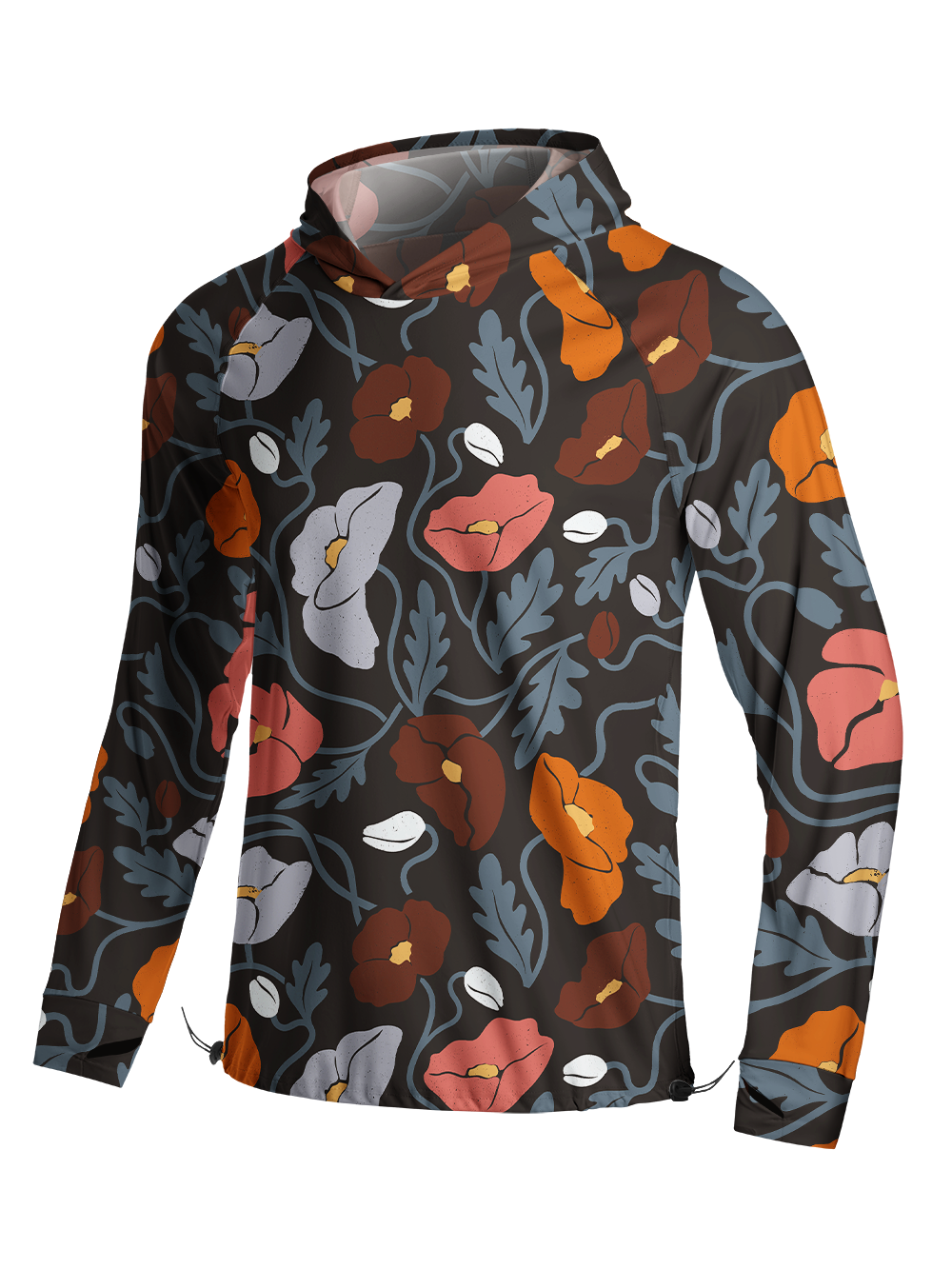 Orionride Blue Vine Quiet Long Sleeve Cycling Hoodie Shirt