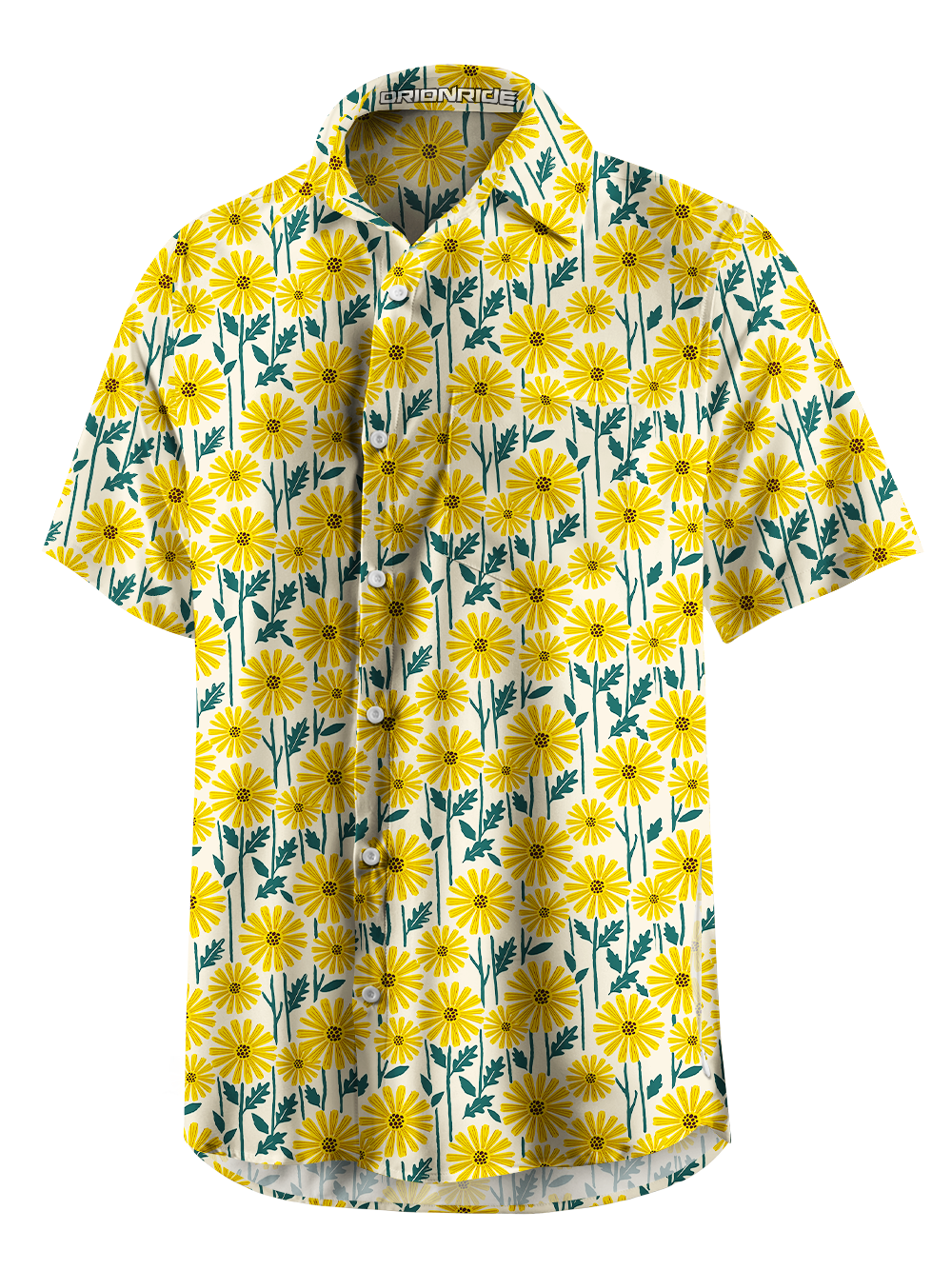 Orionride Summer Daisies Zipper Pockets Ultra Lightweight Short Sleeves Gravel Shirt