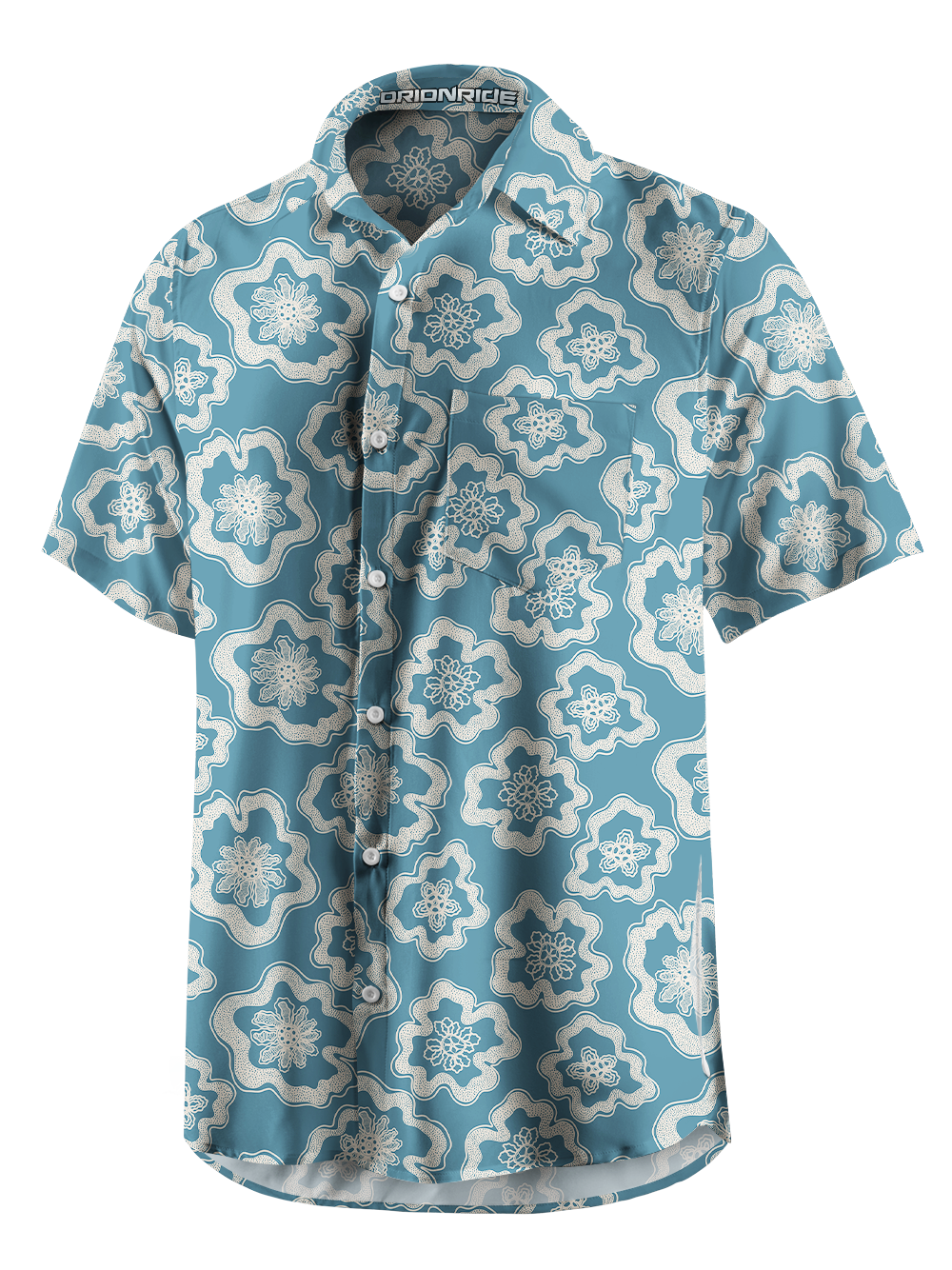 Orionride Abstract Flowers Zipper Pockets Ultra Lightweight Short Sleeves Gravel Shirt