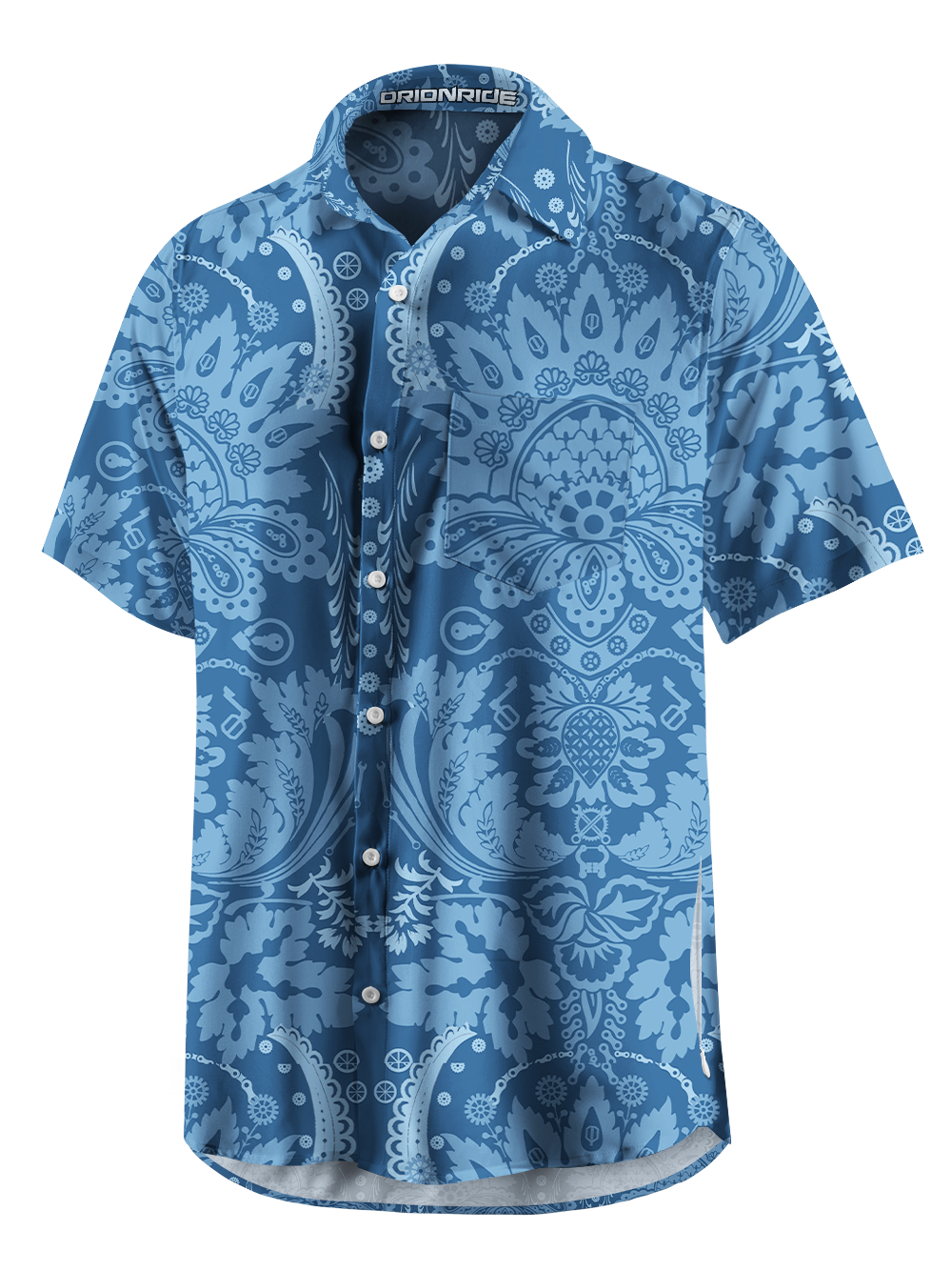 Orionride Symmetrical Flowers Zipper Pockets Ultra Lightweight Short Sleeves Gravel Shirt