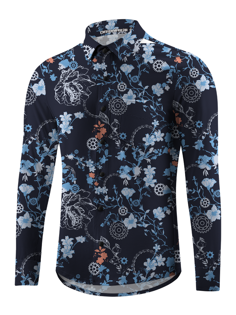 Orionride Flower World Men's Stretchy Breathable Long Sleeve Gravel Shirt