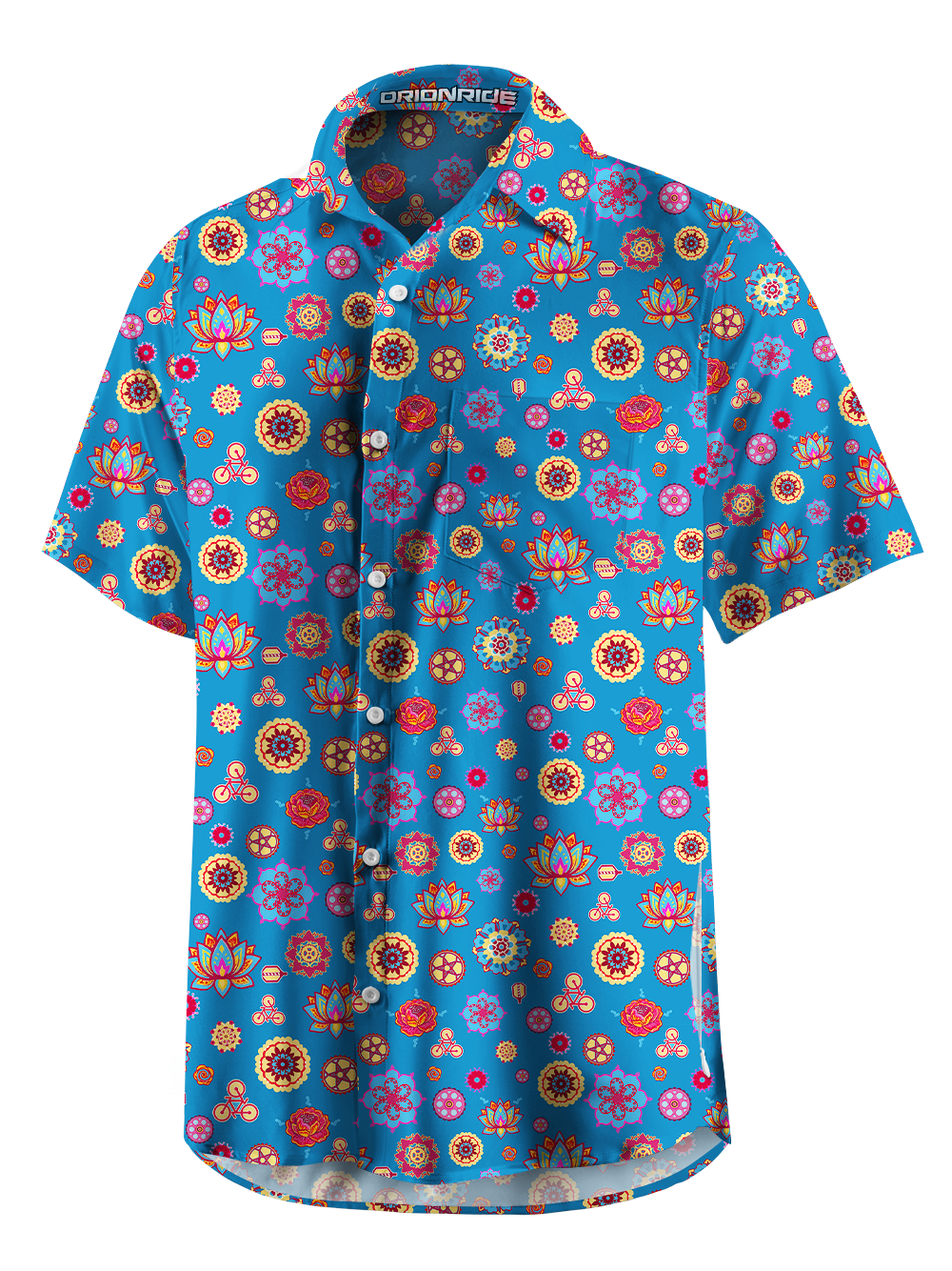 Orionride Colorful Flowers Zipper Pockets Ultra Lightweight Short Sleeves Gravel Shirt