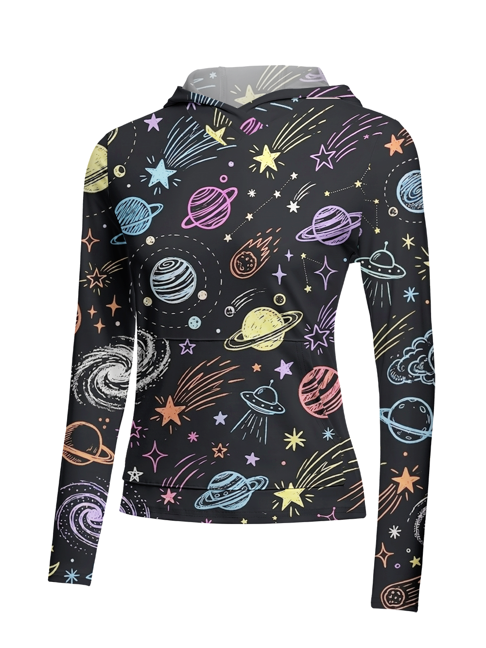 Orionride Hand-painted Planet Women's Long Sleeve Cycling Hoodie Shirt