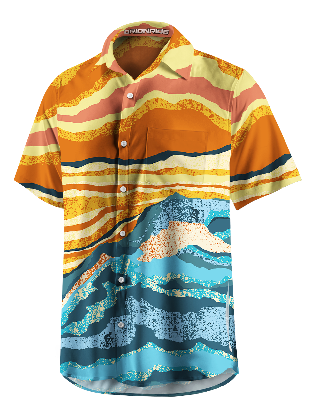 Orionride Layered Clouds Zipper Pockets Ultra Lightweight Short Sleeves Gravel Shirt