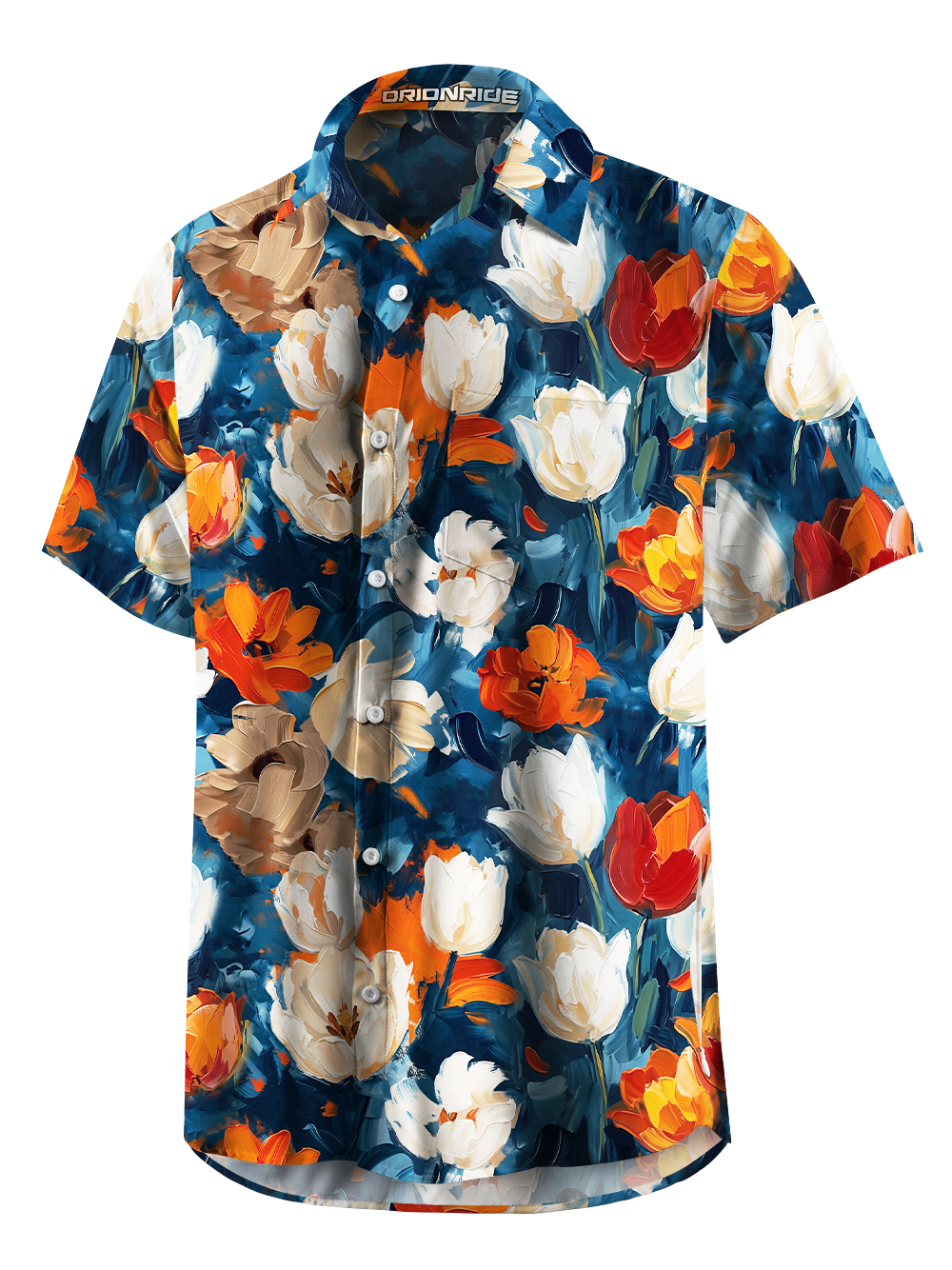 Orionride Thick Tulip Paint Zipper Pockets Ultra Lightweight Short Sleeves Gravel Shirt