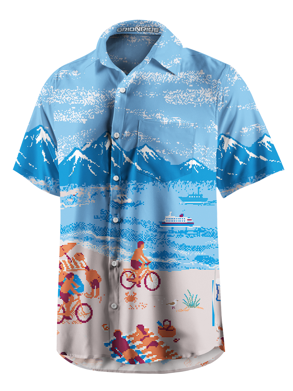 Orionride Seaside Vacation Zipper Pockets Ultra Lightweight Short Sleeves Gravel Shirt