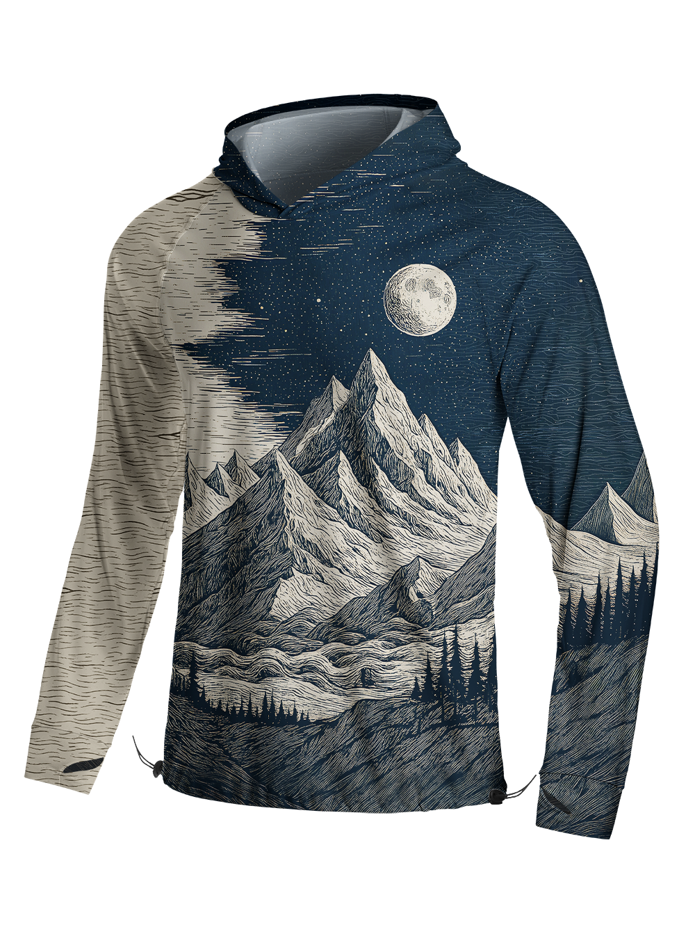 Orionride Mountains At Night Long Sleeve Cycling Hoodie Shirt