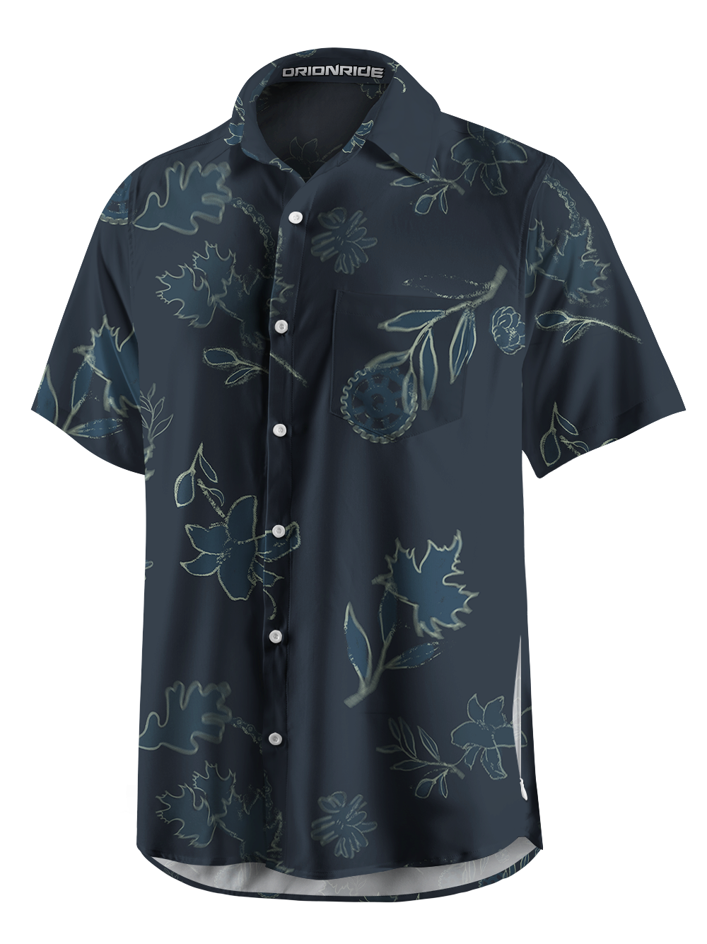 Orionride Flowers Scattered Zipper Pockets Ultra Lightweight Short Sleeves Gravel Shirt