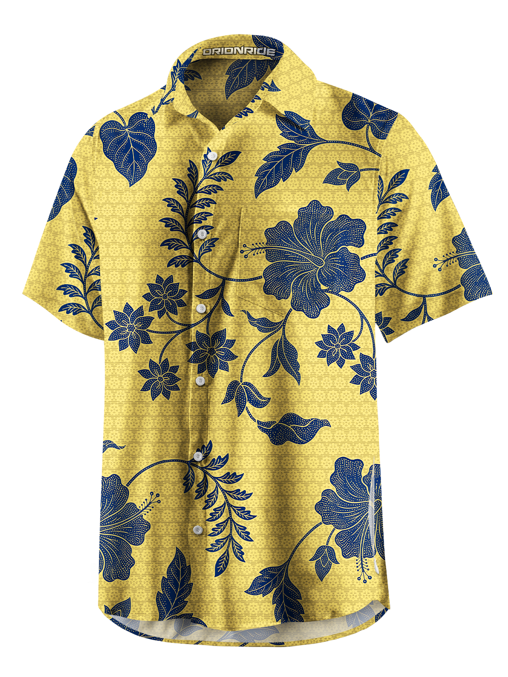 Orionride Large Hibiscus Flowers Zipper Pockets Ultra Lightweight Short Sleeves Gravel Shirt