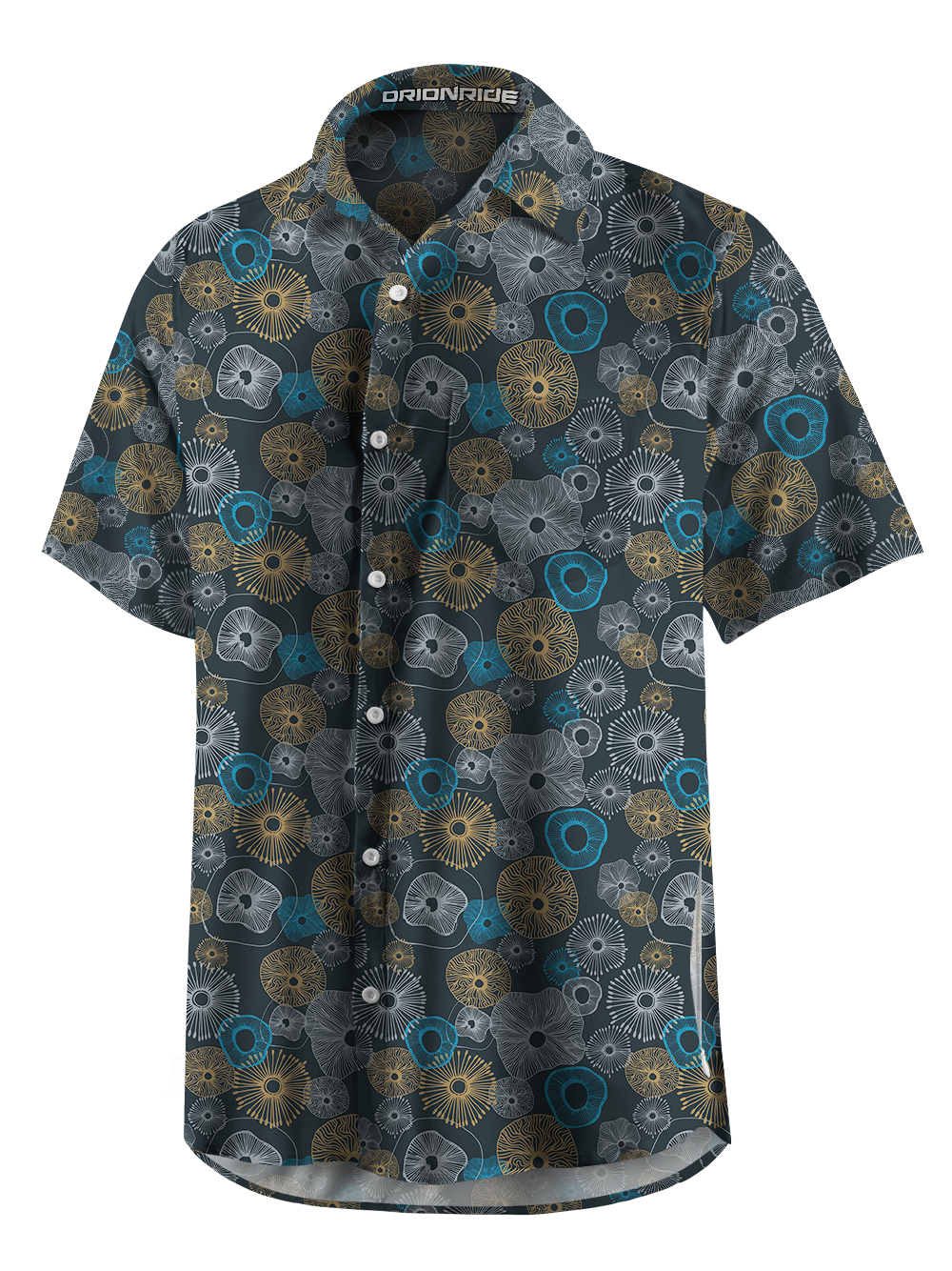 Orionride Expanded Mushrooms Zipper Pockets Ultra Lightweight Short Sleeves Gravel Shirt