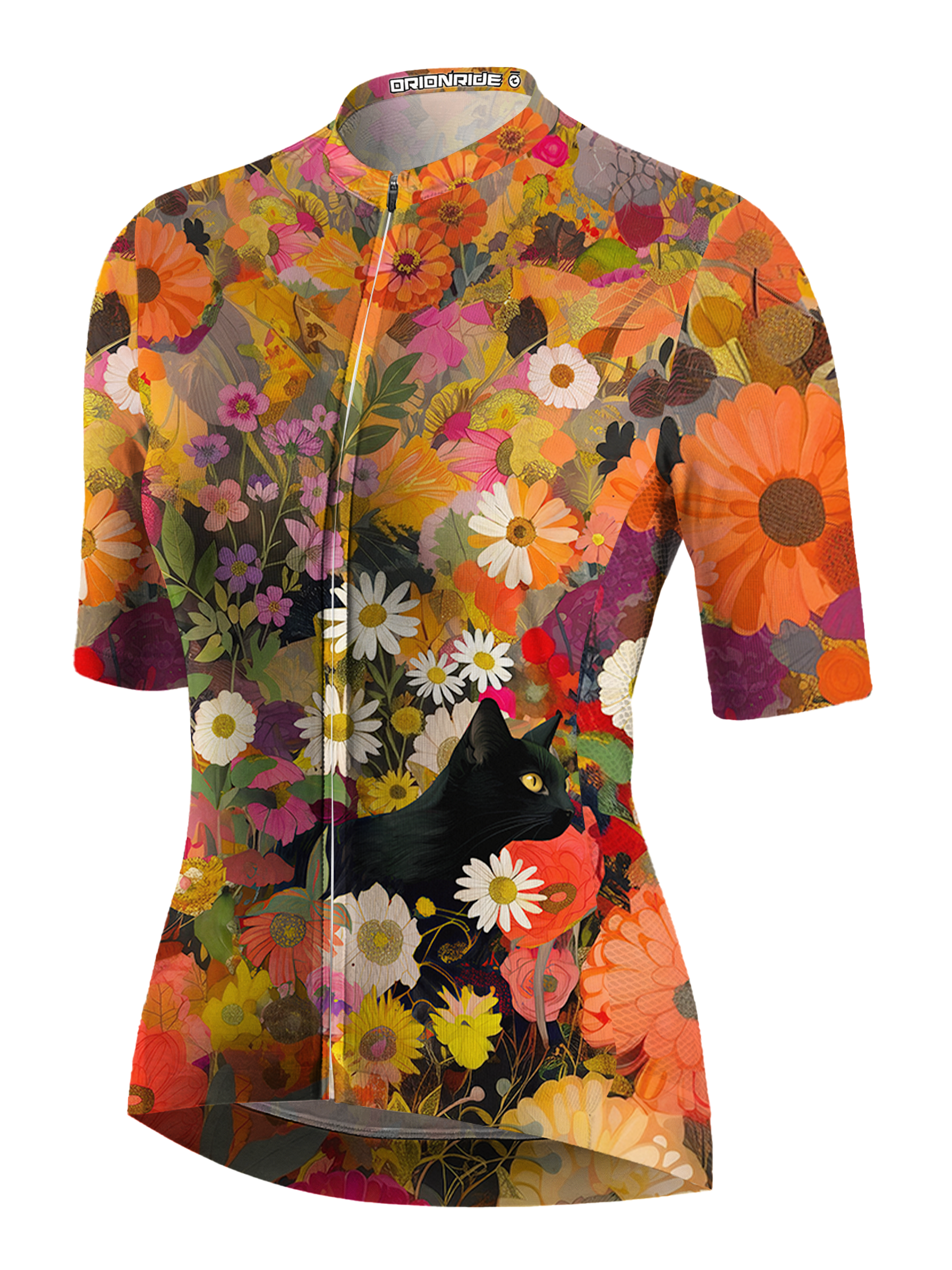 Orionride Cat In The Flower Bushes Short Sleeves Women's Jersey