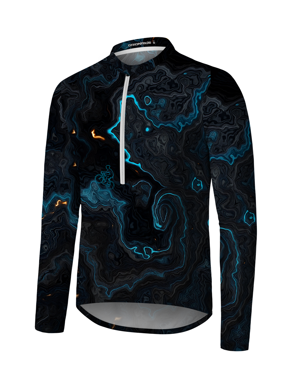 Orionride Luminous Terrain Map Long Sleeve Half Zipper Mountain Bike Jersey