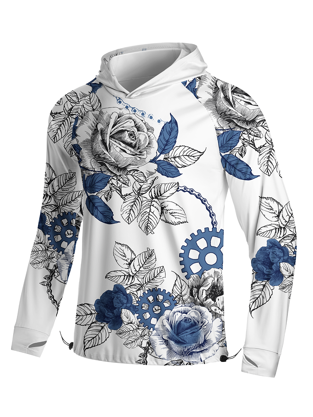 Orionride Blooming Roses Long Sleeve Cycling Hoodie Shirt