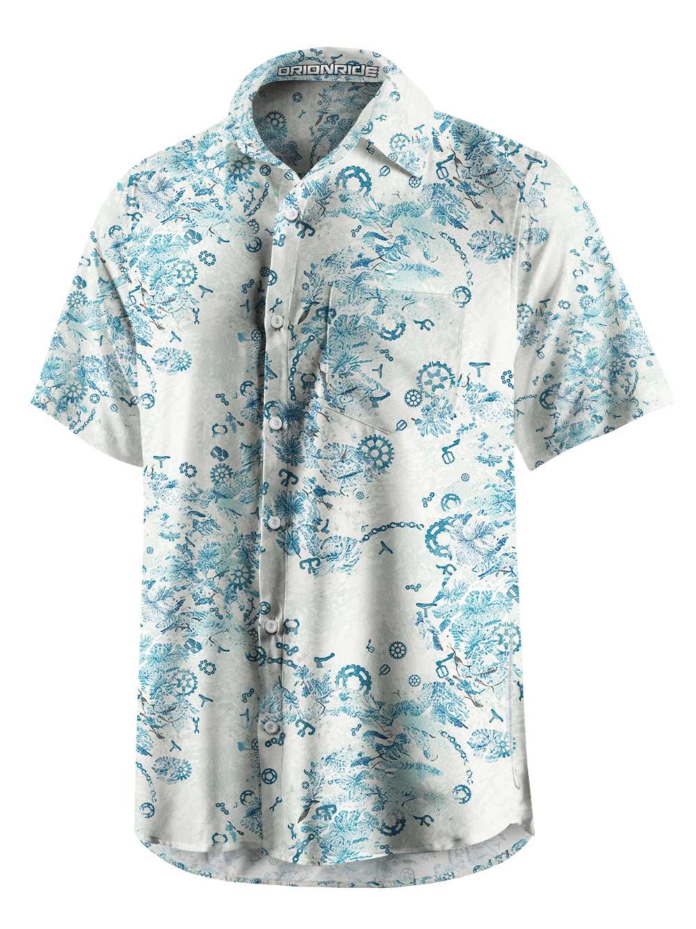 Orionride Ink Painting Plants Zipper Pockets Ultra Lightweight Short Sleeves Gravel Shirt