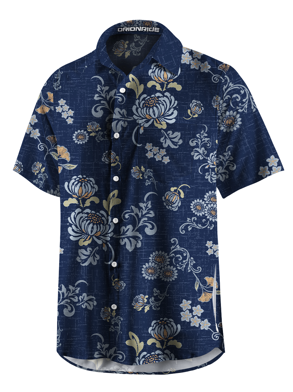 Orionride Dark Floral Weave Zipper Pockets Ultra Lightweight Short Sleeves Gravel Shirt