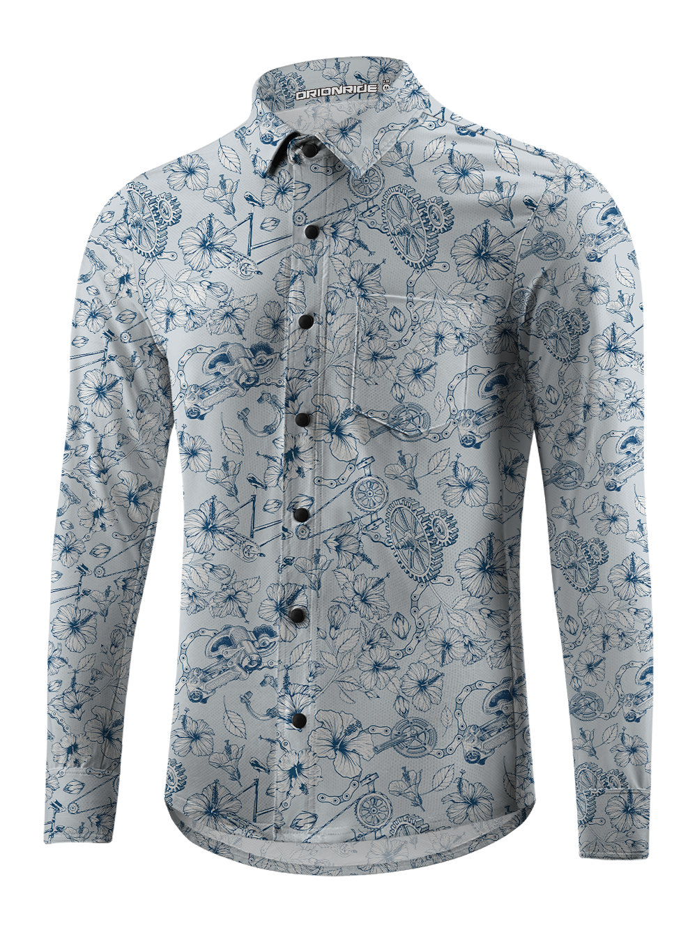 Orionride Hibiscus Gear Men's Stretchy Breathable Long Sleeve Gravel Shirt