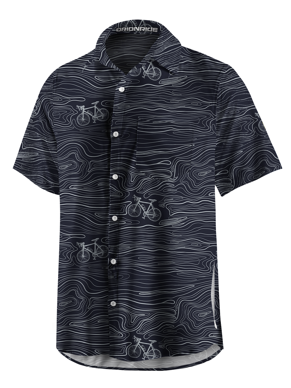 Orionride Topography Map Zipper Pockets Ultra Lightweight Short Sleeves Gravel Shirt