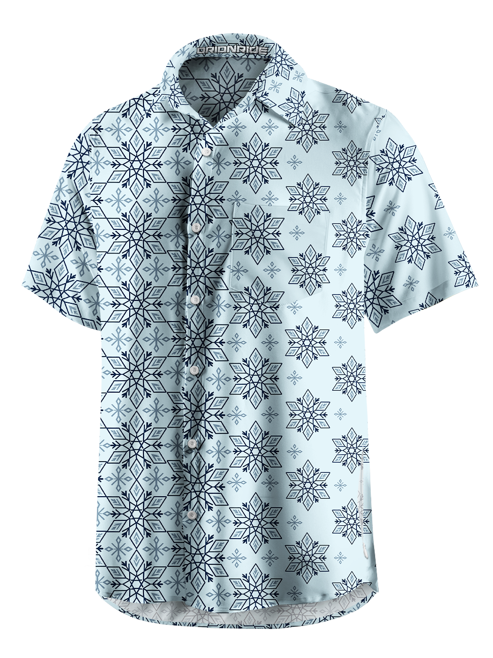 Orionride Dense Snowflakes Zipper Pockets Ultra Lightweight Short Sleeves Gravel Shirt