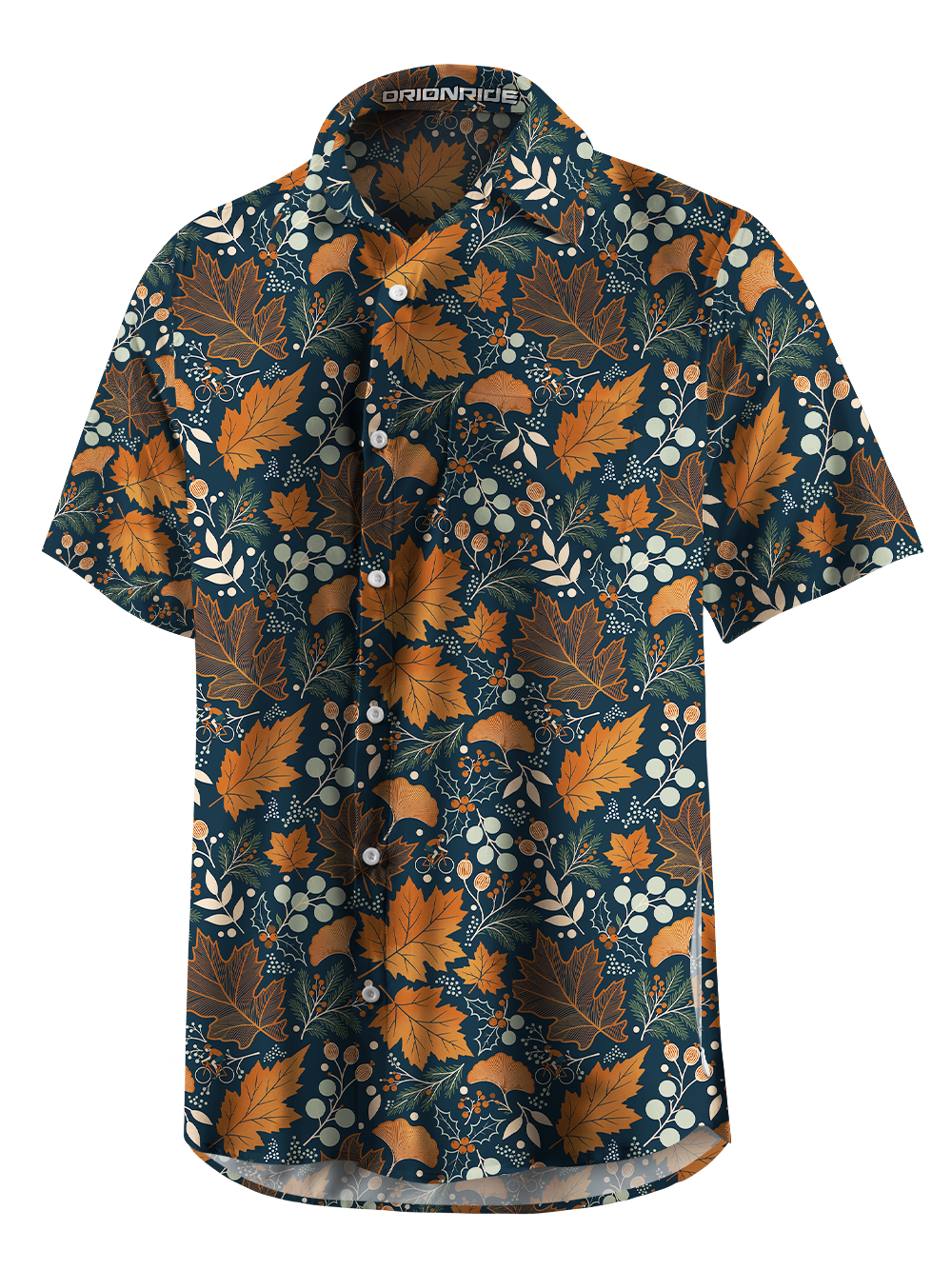Orionride Warm Autumn Leaves Zipper Pockets Ultra Lightweight Short Sleeves Gravel Shirt