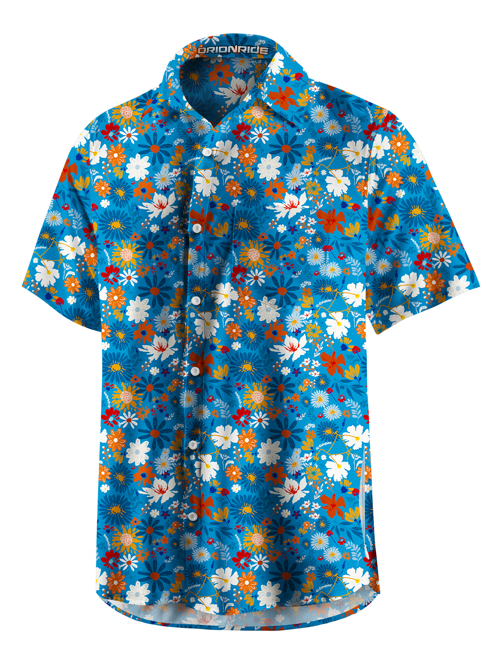 Orionride Sea Of Flowers Zipper Pockets Ultra Lightweight Short Sleeves Gravel Shirt