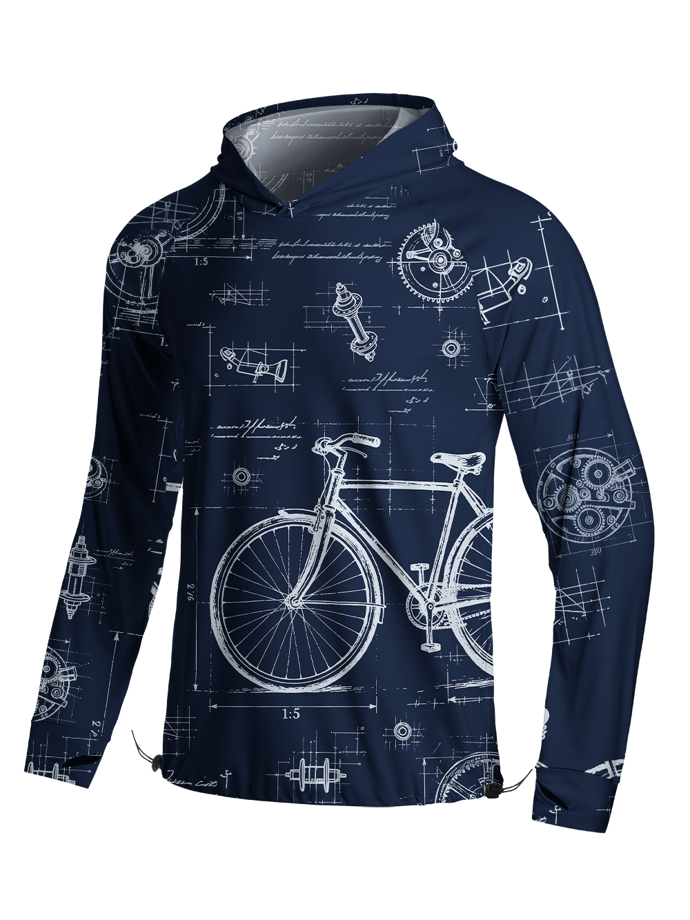 Orionride Bicycle Sketch Long Sleeve Cycling Hoodie Shirt