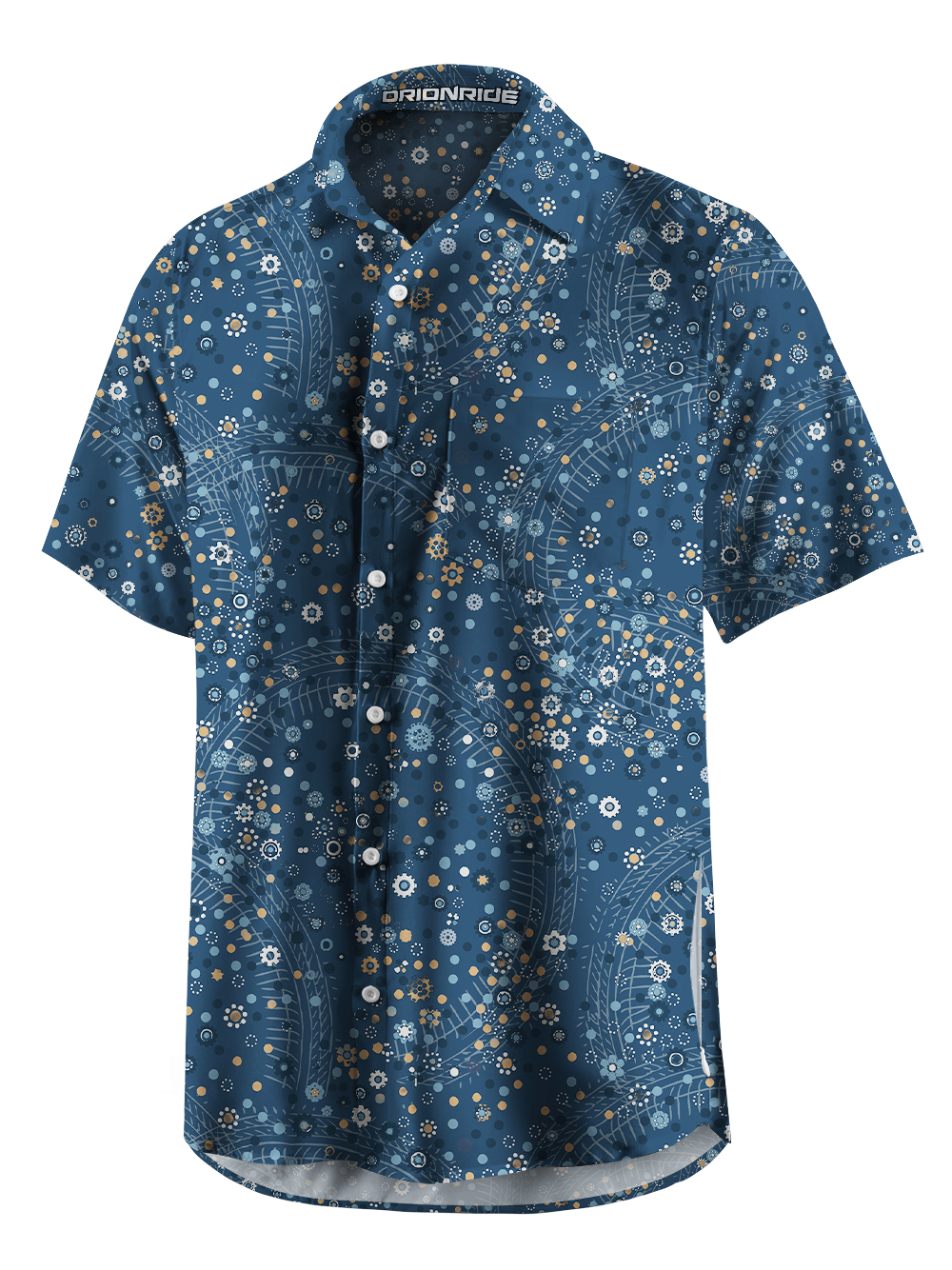 Orionride Gears and Flowers Zipper Pockets Ultra Lightweight Short Sleeves Gravel Shirt