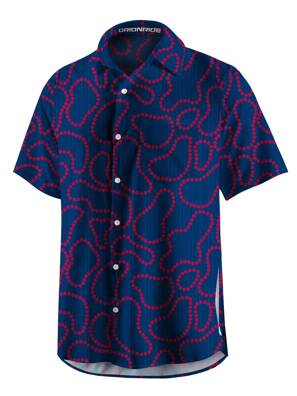 Orionride Hand-Drawn Gears Zipper Pockets Ultra Lightweight Short Sleeves Gravel Shirt