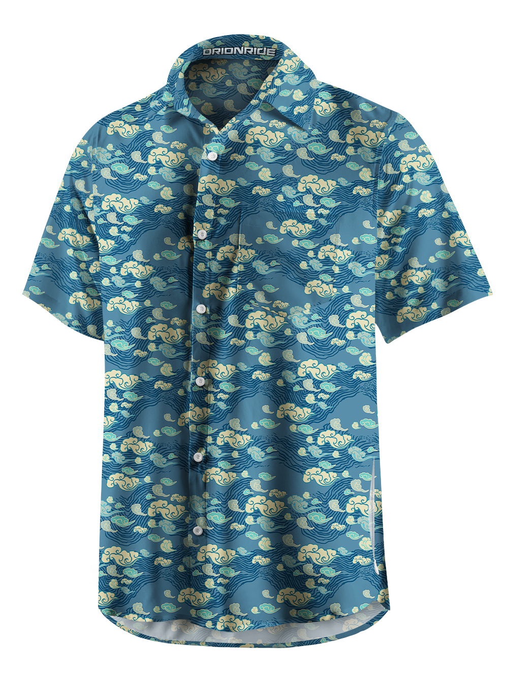 Orionride Japanese Cloud Pattern Zipper Pockets Ultra Lightweight Short Sleeves Gravel Shirt