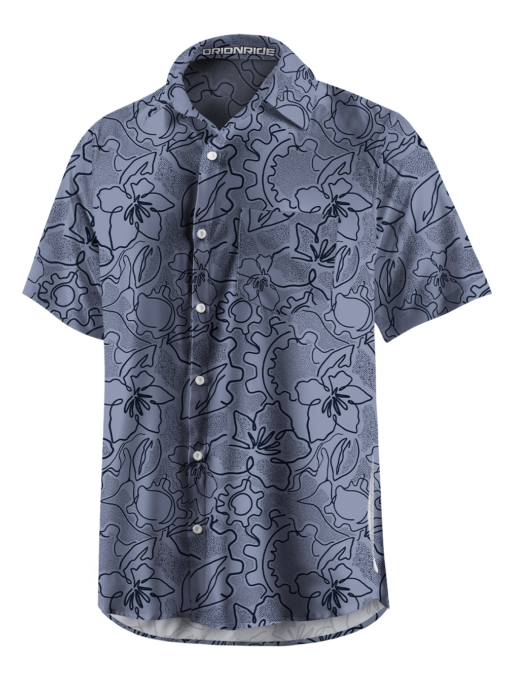 Orionride Tropical Leaves Zipper Pockets Ultra Lightweight Short Sleeves Gravel Shirt