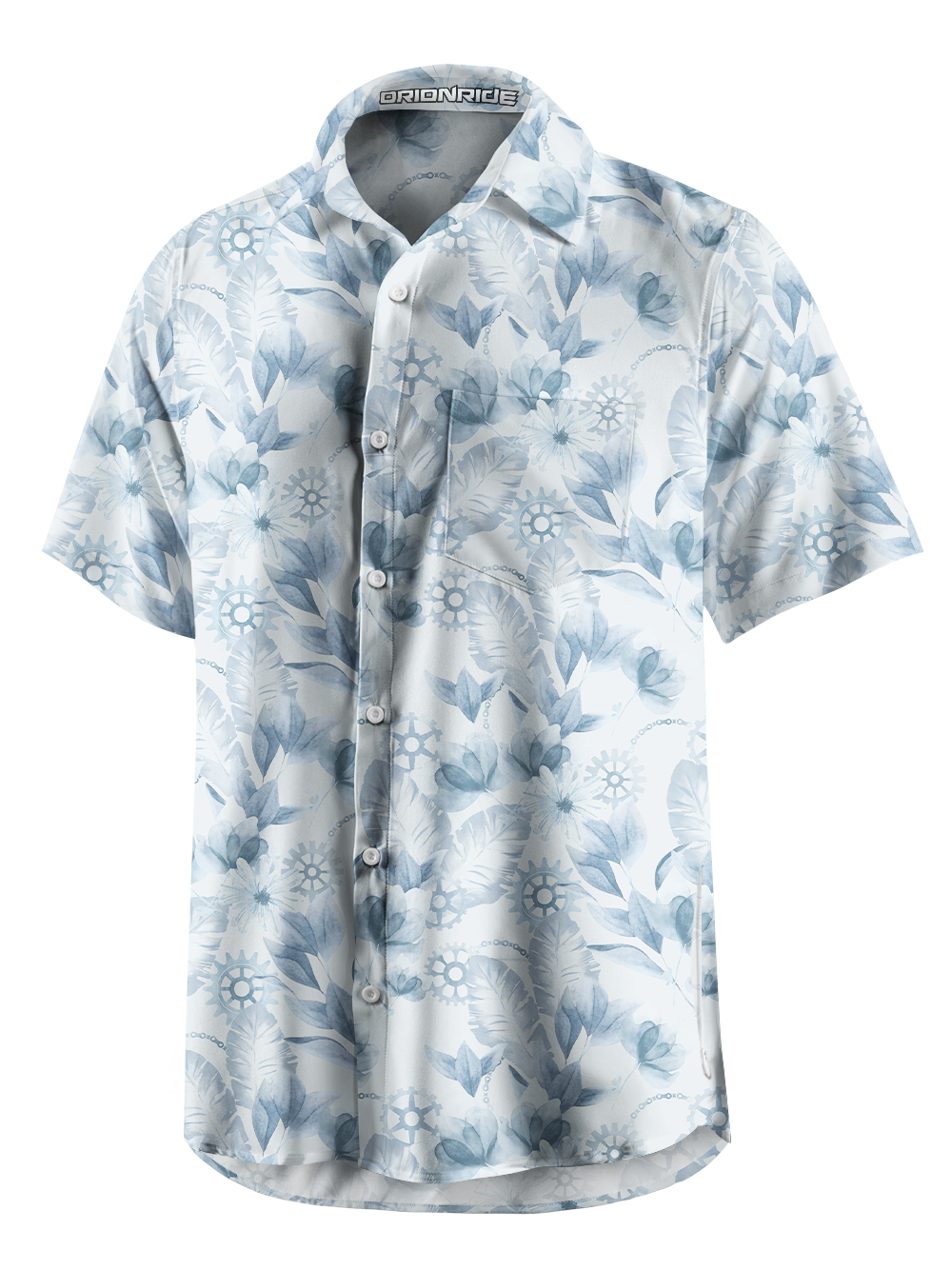 Orionride Ink Flower Zipper Pockets Ultra Lightweight Short Sleeves Gravel Shirt