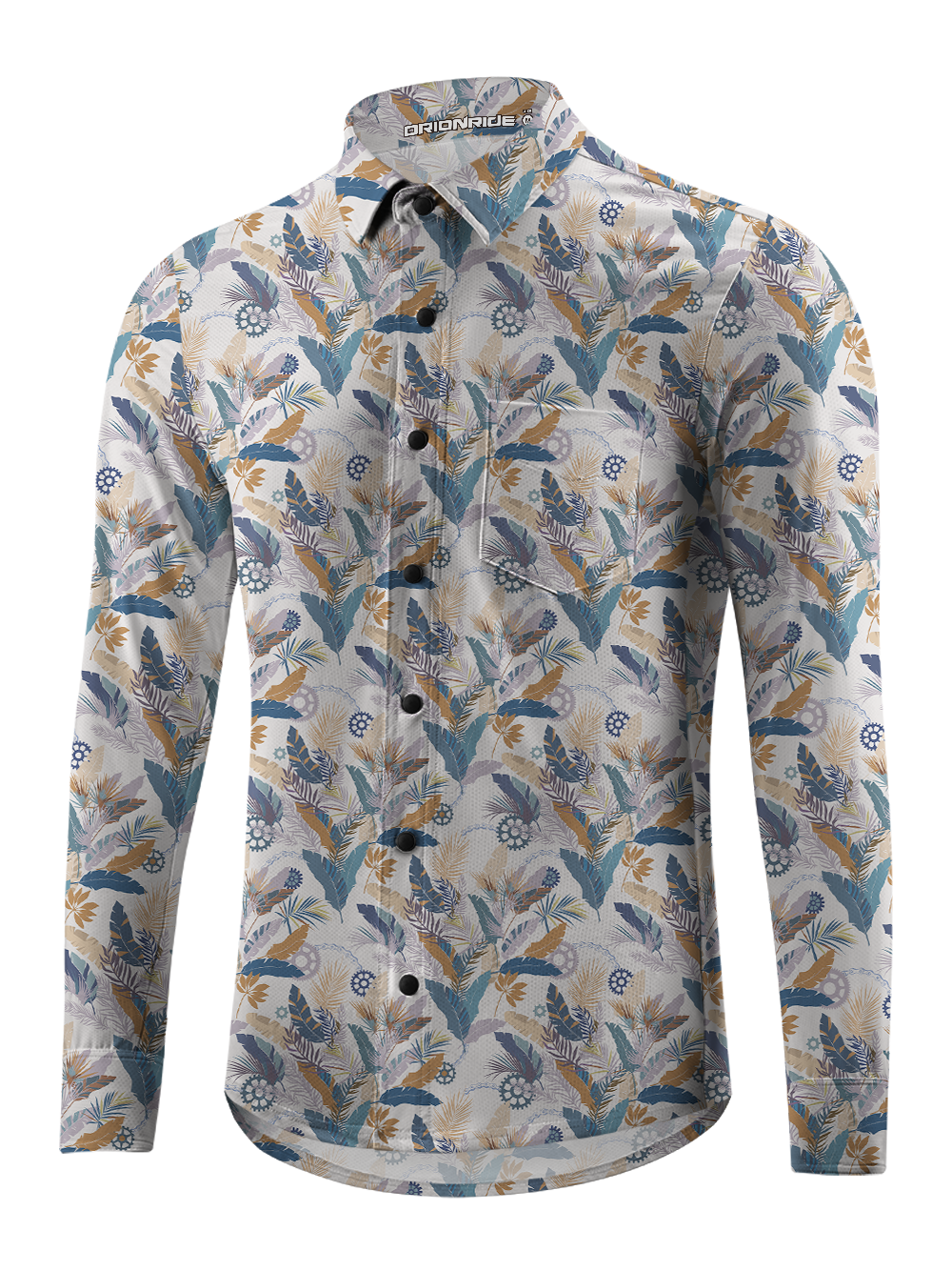 Orionride Autumn Leaves Men's Stretchy Breathable Long Sleeve Gravel Shirt