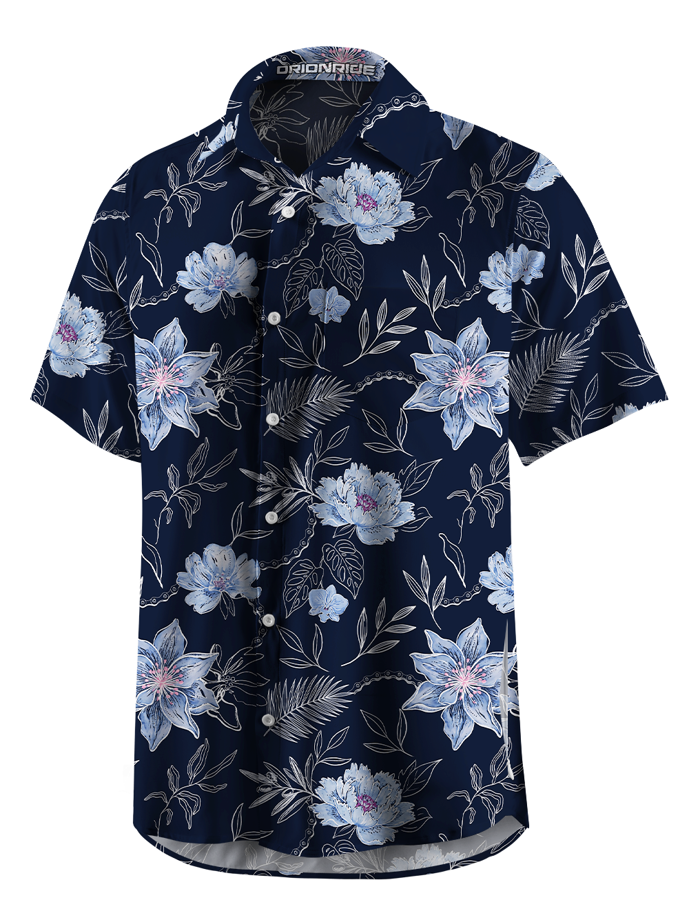 Orionride Midnight Bloom Zipper Pockets Ultra Lightweight Short Sleeves Gravel Shirt