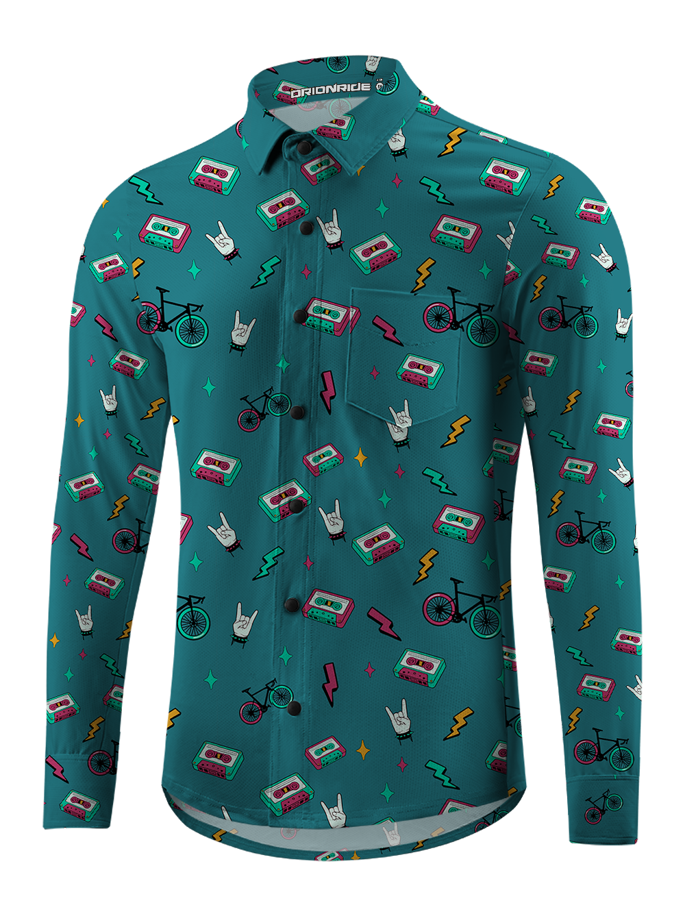 Orionride Vintage Music Men's Stretchy Breathable Long Sleeve Gravel Shirt